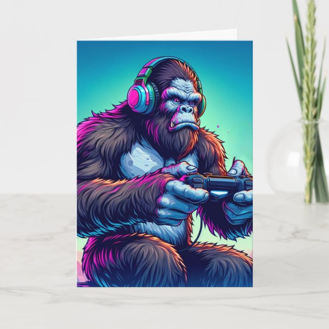 You Levelled Up! Bigfoot Gaming Birthday Card (Front)