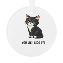 You Lie I Side Eye Funny Tuxedo Cat Quote