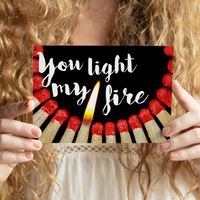 You Light My Fire Romantic Photo Quote Valentines Postcard (This flaming full of personality card will make the perfect valentines card.)