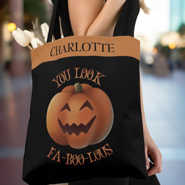 You Look Fa-Boo-Lous Personalised Halloween Tote Bag (You Look Fa-Boo-Lous Personalized Halloween Tote Bag - Just add your name!)
