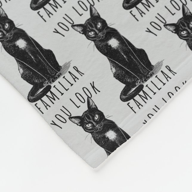 You Look Familiar Witches Black Cat Fleece Blanket (Corner)