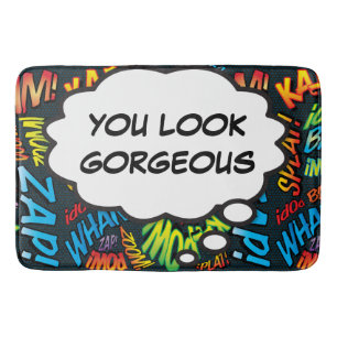 YOU LOOK GORGEOUS Think Bubble Fun Comic Book Bath Mat