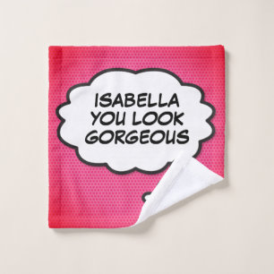 YOU LOOK GORGEOUS Think Bubble Fun Comic Book Bath Towel Set