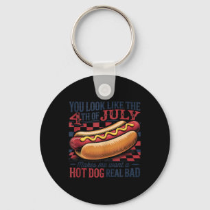 You Look Like 4th Of July Retro Hotdog Patriotic M Key Ring
