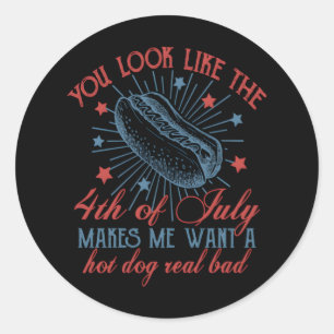 You Look Like The 4th Of July, Retro 4th Of July, Classic Round Sticker