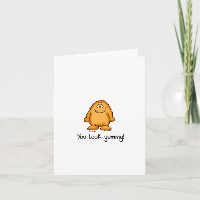 You look yummy - cute yellow monster by send2smile holiday card (Front)