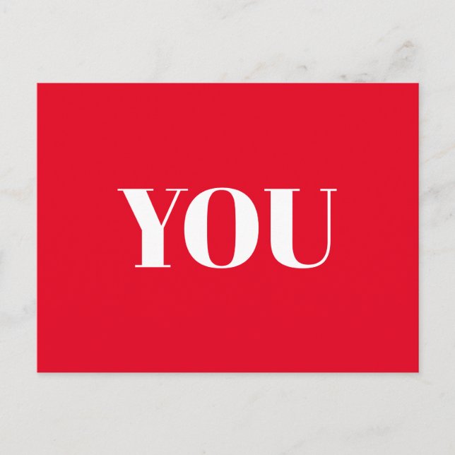 You, Love, Happy Valentine's Day, Red white Postcard (Front)