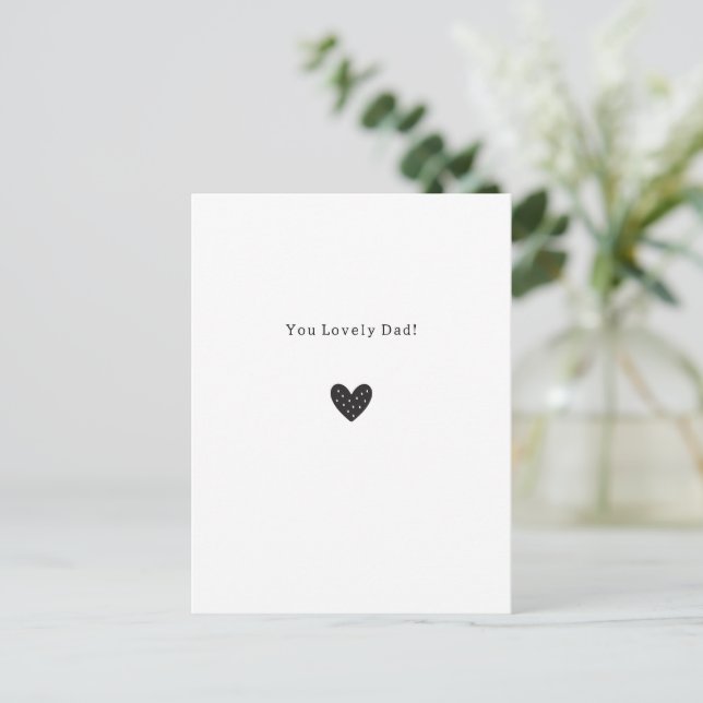 You Lovely Dad Quote Black Heart Card (Standing Front)