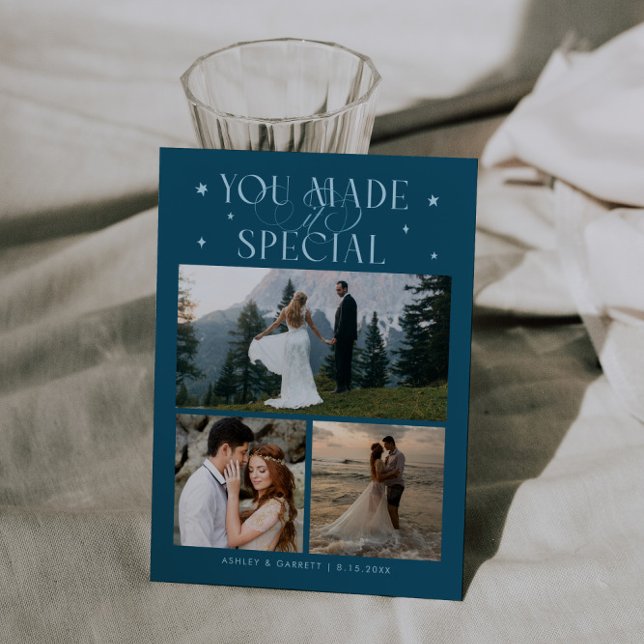 You Made It Special Wedding Photo Teal Thank You Card (Creator Uploaded)