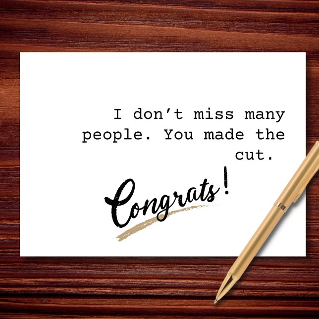 You Made the Cut Minimalist Funny Miss You Card (Creator Uploaded)
