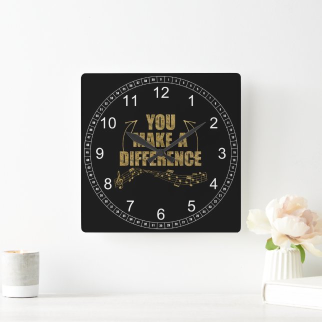 You Make a Difference Musicians Square Wall Clock (Home)