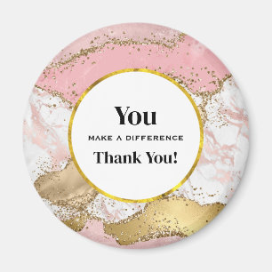 You Make a Difference Rose Gold Pink Marble Magnet