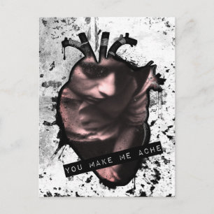 you make me ache anatomical heart postcard