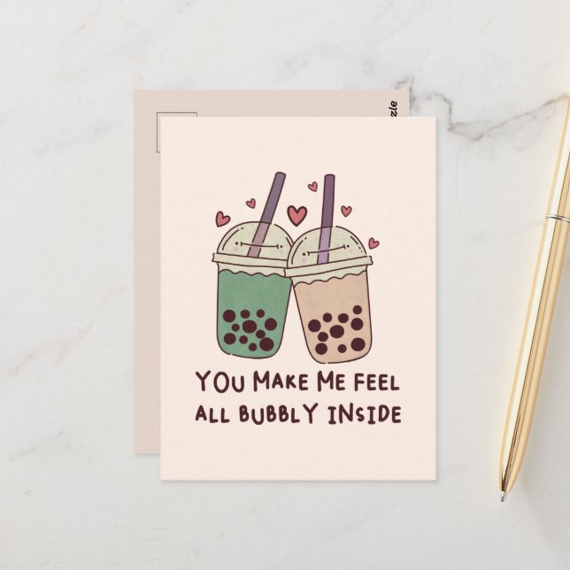 You Make Me Feel All Bubbly Inside Postcard (Front/Back In Situ)