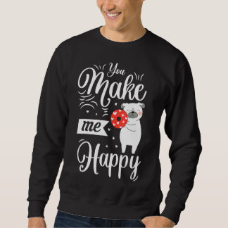 You Make Me Happy Dog Loves Doughnut Valentines Da Sweatshirt
