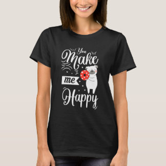 You Make Me Happy Dog Loves Doughnut Valentines Da T-Shirt