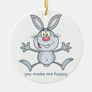 You Make Me Hoppy Bunny Rabbit Ceramic Ornament