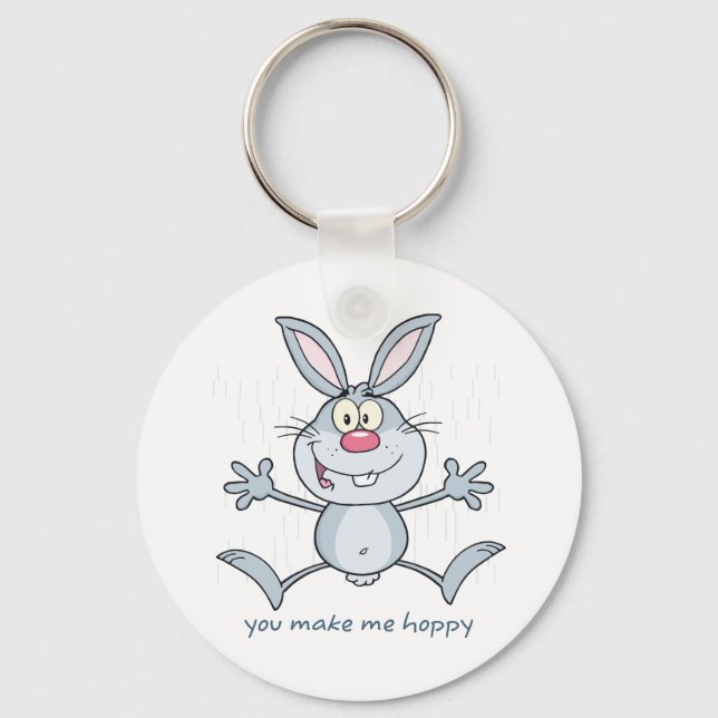 You Make Me Hoppy Bunny Rabbit Key Ring (Front)