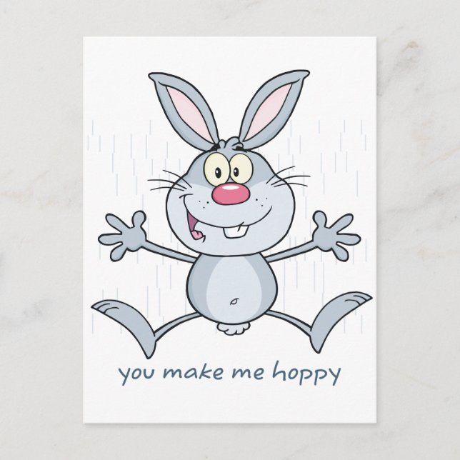 You Make Me Hoppy Bunny Rabbit Postcard (Front)