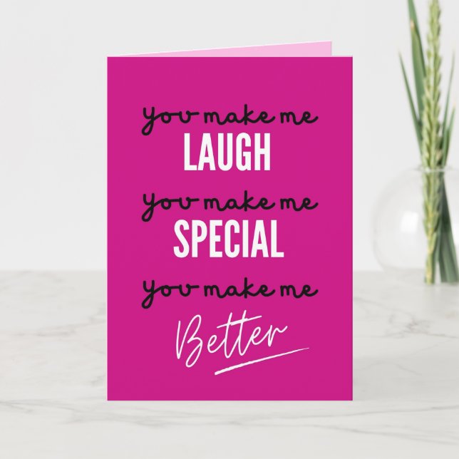 You Make Me Laugh, Love Card for Partner (Front)