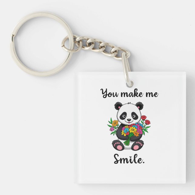 You Make Me Smile Cute Panda Key Ring (Front)