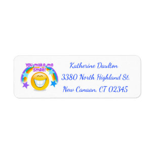 You Make Me Smile Happy Face Blue Return Address Label