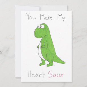 You Make My Heart Cute Dinosaur Flat Card