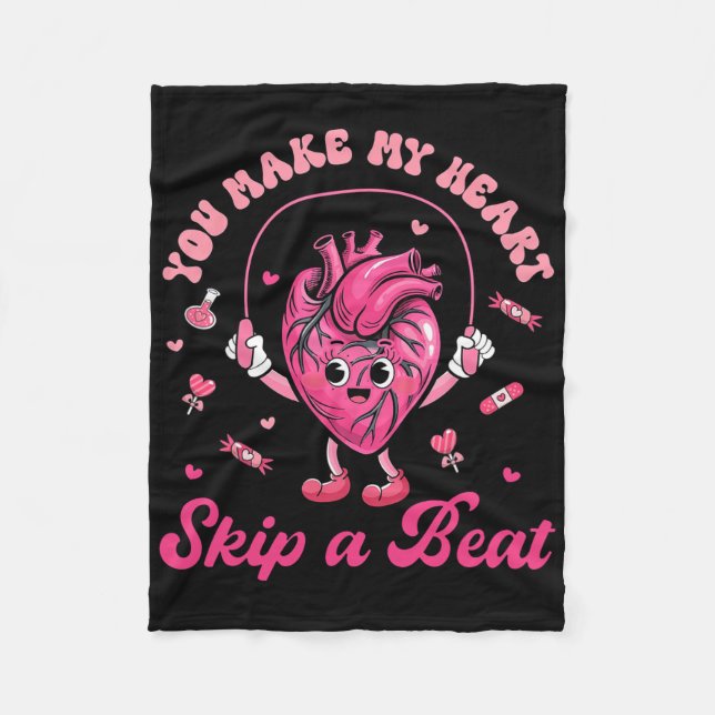 You Make My Heart Fun Skip On A Beat Cardiac Nurse Fleece Blanket (Front)