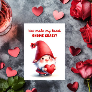 You Make My Heart Gnome Crazy Holiday Postcard