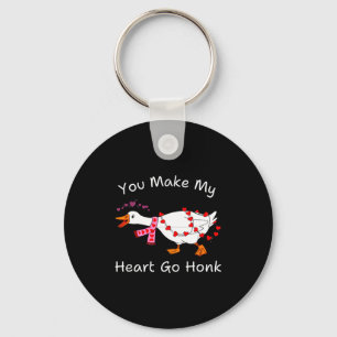 You Make My Heart Go Honk Coquette Valentine Goose Key Ring