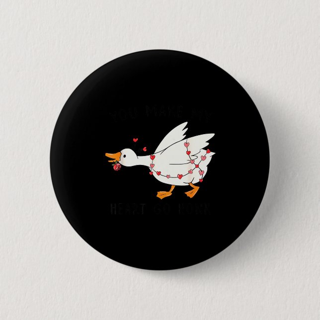 You Make My Heart Go Honk Funny Goose Valentine  6 Cm Round Badge (Front)