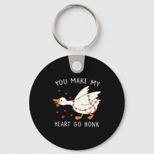 You Make My Heart Go Honk Funny Goose Valentine Key Ring