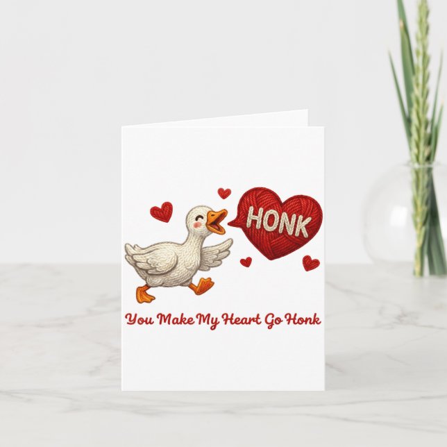 You Make My Heart Go Honk Funny Goose Valentine Sa Card (Front)