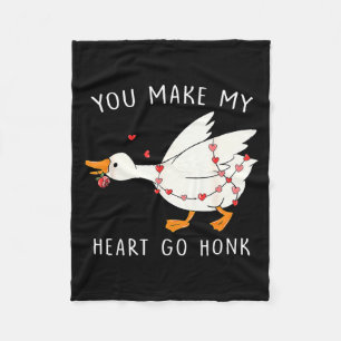 You Make My Heart Go Honk Goose Valentine's Day  Fleece Blanket