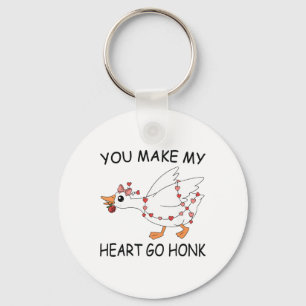 You Make My Heart Go Honk Valentine Cute Goose Coq Key Ring