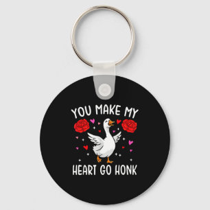 You Make My Heart Go Honk Valentine Goose  Key Ring
