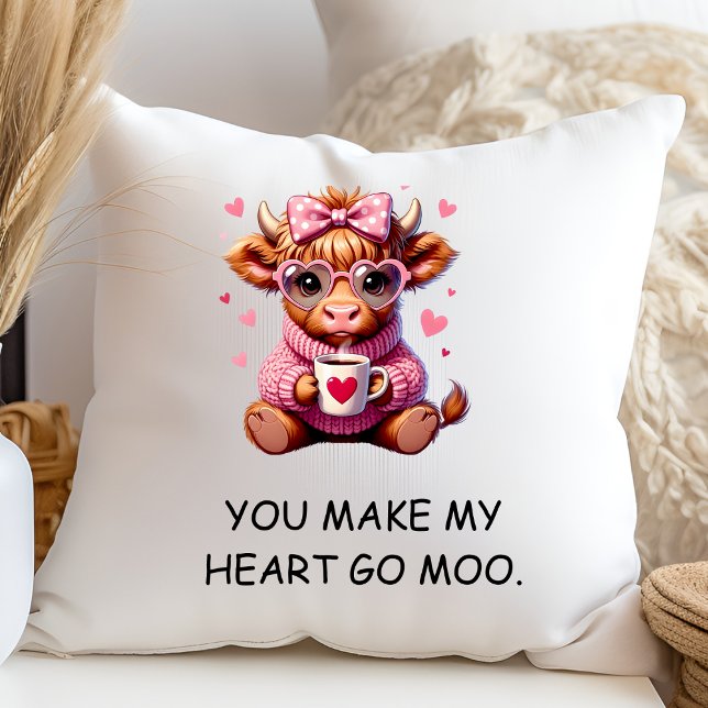 You Make My Heart Go Moo Funny Valentines  Day Cushion (Creator Uploaded)