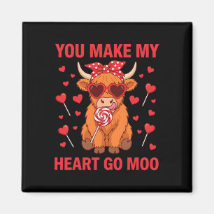 You Make My Heart Go Moo Valentine's Day Red Heart Magnet