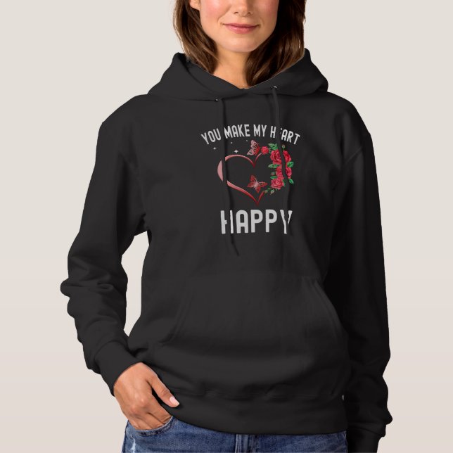 You Make My Heart Happy Heart Butterfly Valentine Hoodie (Front)