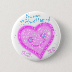“You make my heart happy!” Kawaii button pin