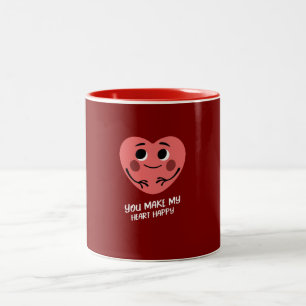 you make my heart happy valentine  Two-Tone coffee mug