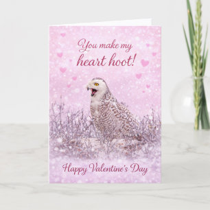 You Make My Heart Hoot: Snowy Owl Valentine’s Day Holiday Card