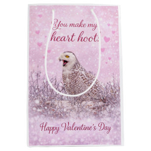 You Make My Heart Hoot: Snowy Owl Valentine’s Day Medium Gift Bag