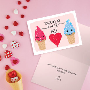You Make My Heart Melt Ice Cream Valentine's Day Holiday Card
