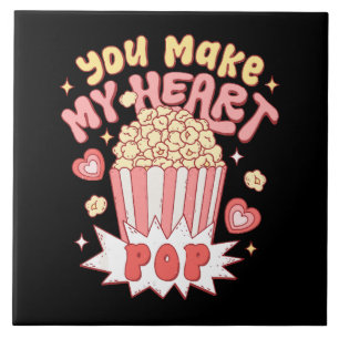 You Make My Heart Pop Funny Valentine's Day Ceramic Tile