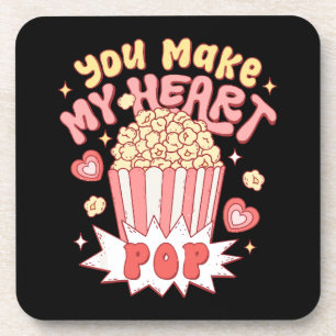 You Make My Heart Pop Funny Valentine's Day Coaster