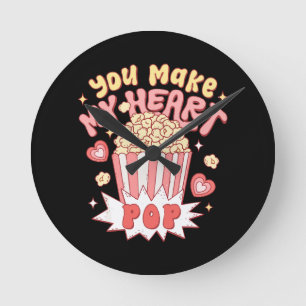 You Make My Heart Pop Funny Valentine's Day Round Clock