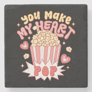 You Make My Heart Pop Funny Valentine's Day Stone Coaster