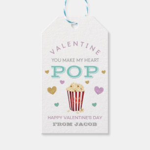 You Make My Heart Pop Popcorn Valentine's Day Gift Tags