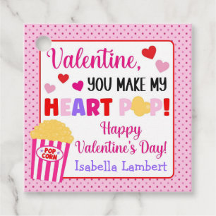 You Make My Heart Pop Valentine's Day Favour Tags